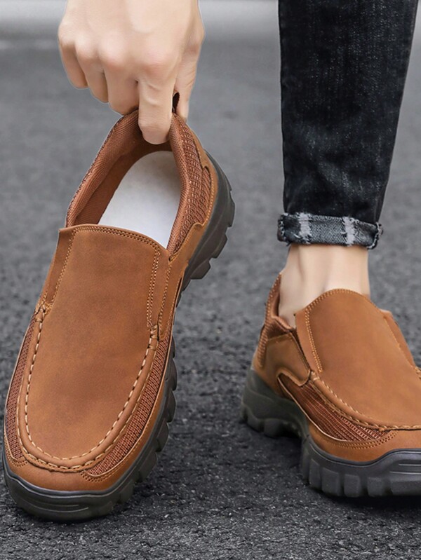 Mocassins Décontractés Confortables À Semelle Souple Pour Hommes, Design Pratique À Enfiler Pour L'automne Et L'hiver, Facile À Assortir