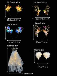 1入組聖誕主題鹿角髮箍帶發光狐狸耳朵,馴鹿鹿角髮箍,玩具&節日裝飾禮品
