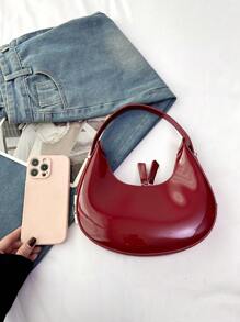 Women's Armpit Bag Crocodile Patterned Baguette Handbag, New Versatile Design Niche Hobo Bag, Women's Versatile Shoulder Bag, Elegant Underarm Bag , Burgundy Bag, Bag, & New Year Ideal Gift, Fashionable Burgundy Bag , Red Bag - Burgundy - View 5