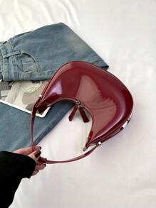 Women's Armpit Bag Crocodile Patterned Baguette Handbag, New Versatile Design Niche Hobo Bag, Women's Versatile Shoulder Bag, Elegant Underarm Bag , Burgundy Bag, Bag, & New Year Ideal Gift, Fashionable Burgundy Bag , Red Bag - Burgundy - View 7