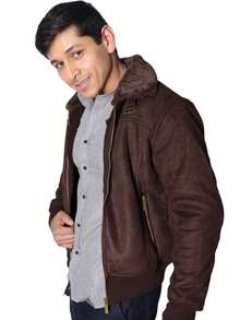 Elegant Aviator Pilot Jacket Coat Jacket For Men Gentleman - Chocolate Brown - View 3