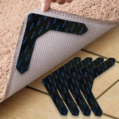 4/8/12 Stück super-haftende Anti-Rutsch Anti-Kräuselungs Teppichkleber Pads, geeignet für Wohnzimmer, Esszimmer, Badezimmer Teppiche. Verhindert Teppichverschiebung und Kräuseln. Notwendiges Haushaltszubehör. Abziehbare schwarze Folie auf beiden Seiten