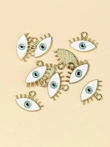 10入組金色合金藍眼睛吊墜圓形吊墜,手工項鍊手鐲diy工藝珠寶製作配件 - 白色 - 查看 9