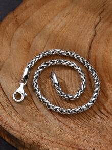 1入組925銀3mm扭繩鏈手鍊，適用於男士日常佩戴父親