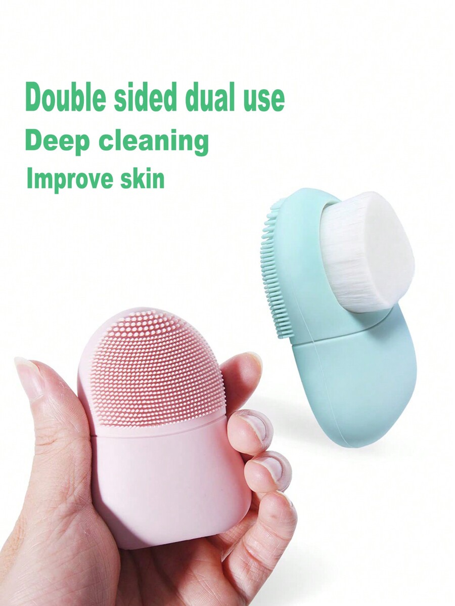 1pc Facial Massage Cleansing Brush Soft Bristle Silicon Wash Brush For