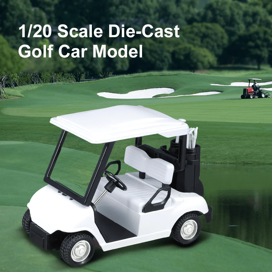 White Alloy Golf Car Model Replica, Pullback Inertia Toy Car Gift - White - View 1