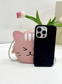 1個少女pu皮革拉鍊封口可愛的兒童迷你斜背包,適合四季日常使用 - 粉色 - 查看 3