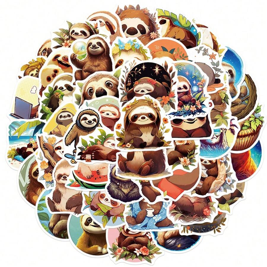 50入組可愛懶樣防水diy創意塗鴉貼紙,適用於手提電腦、桌上電腦、行動電話、手機殼、吉他、桌面、杯子、旅行摩托車汽車配件、玩具和禮物