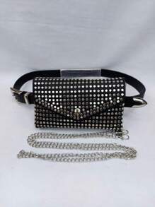 Bolsa de cintura strass - Prata - Visão 2
