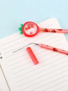 1 Pieza Bolígrafo Con Diseño Animado De Fresa - Rojo - Ver 2