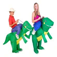 Disfraz Inflable De Dinosaurios Para Adulto Y Niños - Verde - Ver 3