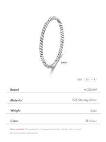 MODIAN 925 Sterling Silver Simple Fashion Stackable Ring Classic Wave Geometric Exquisite Finger Rings For Women Party Jewelry - Silver - View 7
