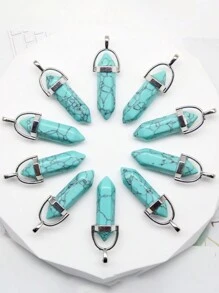 10PCS Natural Stone Agates Quartz Crystal Pendants For Necklace Charm Fluorite Hexagonal Pendant DIY Jewelry Making Accessories - Multicolor - View 21