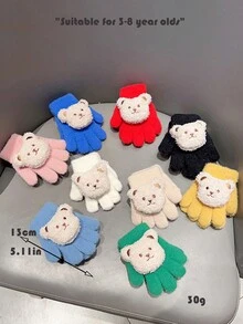 1雙孩子們的手套帶藍色的熊裝飾用品 - 藍色 - 查看 3