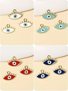 10入組金色合金藍眼睛吊墜圓形吊墜,手工項鍊手鐲diy工藝珠寶製作配件 - 白色 - 查看 1