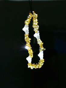 Crystal Crushed Stone Beaded Phone Charm - Yellow - View 3