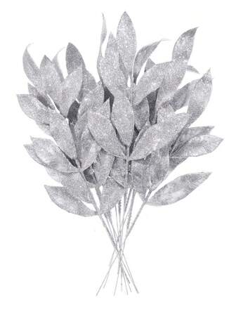 1pc/3PCS/6PCS/12PCS Artificial Glitter Plant With Leaves, Cute Artificial Flower Christmas Tree Decoration Ornament, For Living Room And Bedroom Vase Flower Arrangement, Wedding, Party, Home Decoration, Desk Stuffing.Ation,Thanksgiving Christmas Supplies, Home Decor,Table Decor,Christmas Decor Room Decor Christmas Decorations