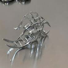 1入組金屬蜘蛛造型髮夾,光滑卡鉗,女性使用 - 銀色 - 查看 4