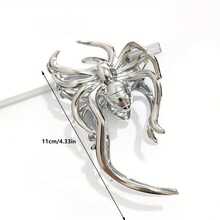 1入組金屬蜘蛛造型髮夾,光滑卡鉗,女性使用 - 銀色 - 查看 5