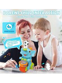 1pc Electric 360 Degree Rotating Floating Spray Ball Elephant Toy With Cool Music, Light And Drumming Effects, Some Parts Sent Randomly,Back To School - Cadet Blue - View 3