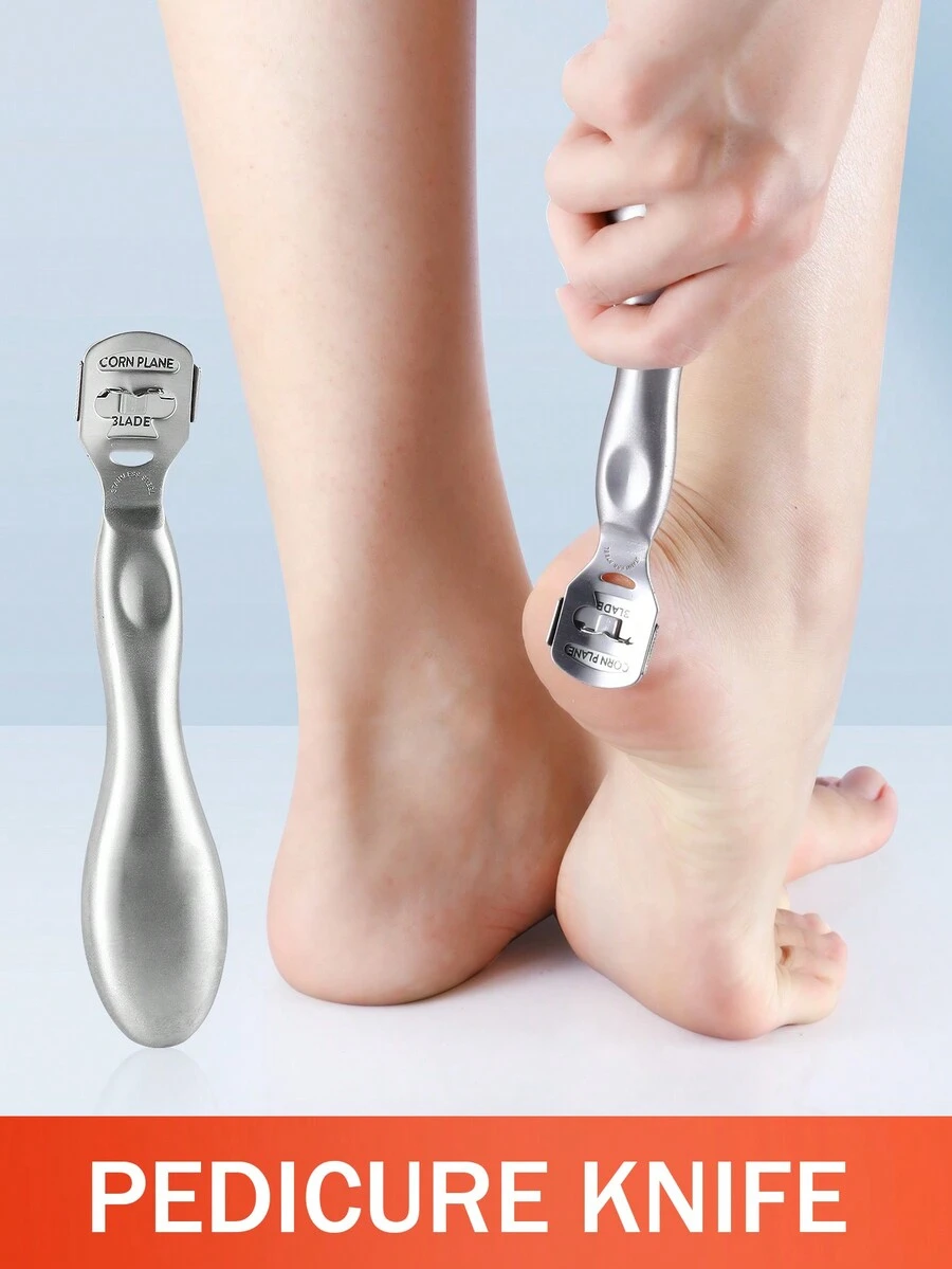 1pc Stainless Steel & Replaceable Blade Foot Callus Remover Tool For Removing Dead Skin & Calluses - Silver - View 1