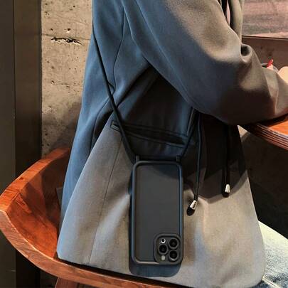 1件装精致竹制挂绳防震手机壳，兼容苹果Xs/Xsmax/Xr/11/12/13/14/15/16pro/Promax/14/15/16plus/17，可作为男女皆宜的节日礼物