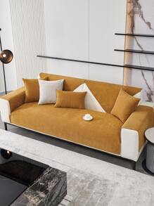 棕色人字斜紋沙發套,全季通用,防寵物,防污,適用於書房、臥室、客廳沙發,通用沙發套 - 棕色 - 查看 1