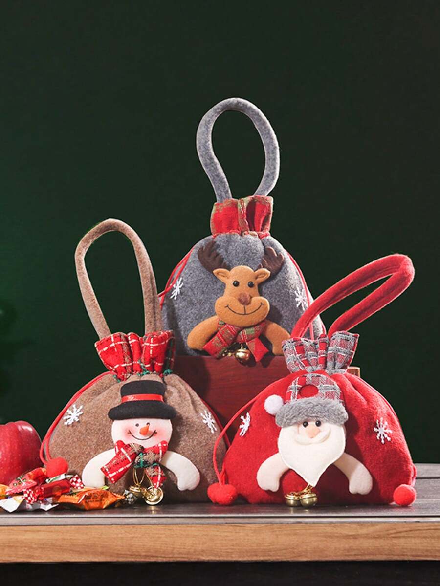 1個聖誕節裝飾小禮物袋,聖誕夜蘋果包裝盒,手提袋,糖果罐,聖誕果袋