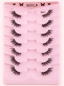 SHIDISHANGPIN 7pairs Natural Fluffy Appearance Cute Cat Eye Style False Eyelashes For Daily And Party Use