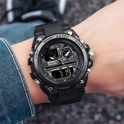  Reloj de hombre de la marca SANDA, resistente al agua 5ATM, reloj deportivo y militar de cuarzo, modelo 6024