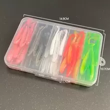 50pcs 7cm, 2.1g Soft Worm Silicone Fishing Lure In Box Packaging For Bass
