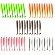 50pcs 7cm, 2.1g Soft Worm Silicone Fishing Lure In Box Packaging For Bass