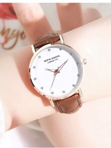 1pc Pink Ladies' Pu Leather Strap Watch - Pink - View 2