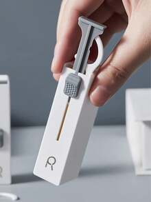 1pc Convenient Portable Dental Floss Dispenser With 10pcs Floss Picks Storage & Organizing Design - White - View 1