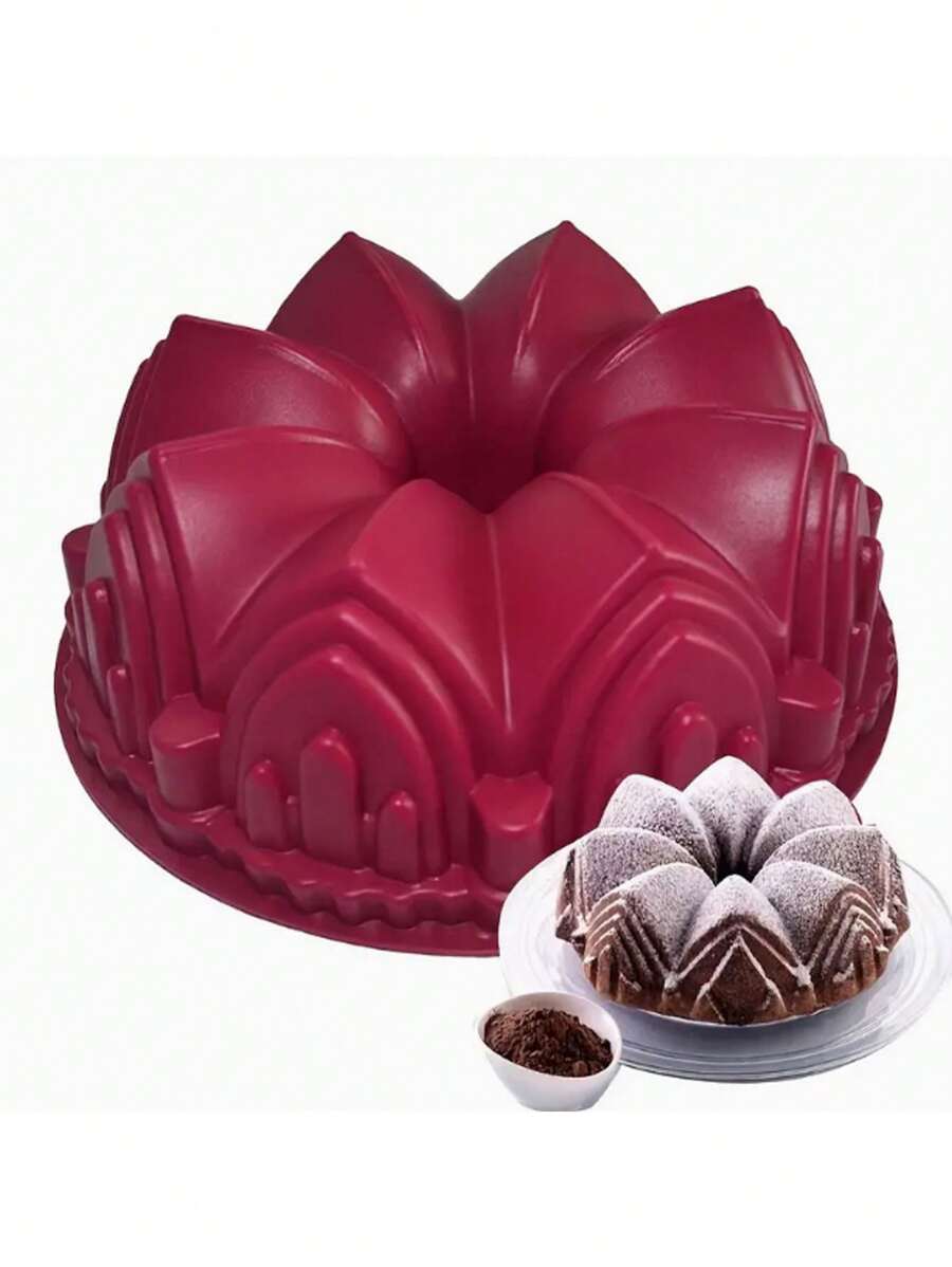 1入組創意城堡和皇冠造型蛋糕模,適用於diy蛋糕和甜點,矽膠廚房烘焙模具,家庭聚會和派對用品