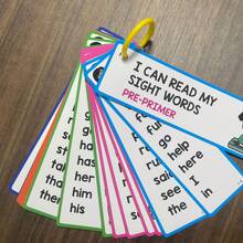 16pcs High Frequency English Vocabulary Flashcards For Children, Includes 1pc Random Color Bookmark Ring