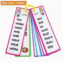 16pcs High Frequency English Vocabulary Flashcards For Children, Includes 1pc Random Color Bookmark Ring