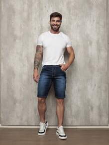 Liza Men's Denim Shorts With Lycra - Dark Wash - View 1
