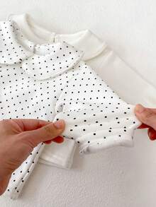 New Autumn & Winter Baby Girl Fleece Peter Pan Collar Long Sleeve Base Shirt - White - View 4