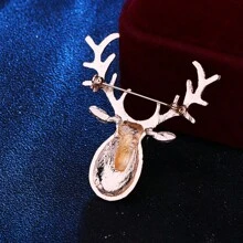1個復古老銅色麋鹿造型裝飾胸針,男士日常穿著