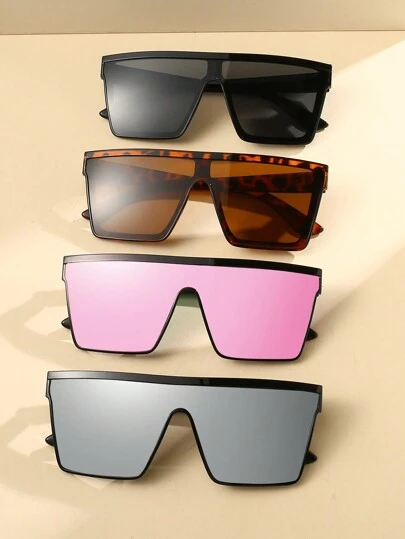 4pcs/Set Large Frame Square Fashionable Fashion Glasses