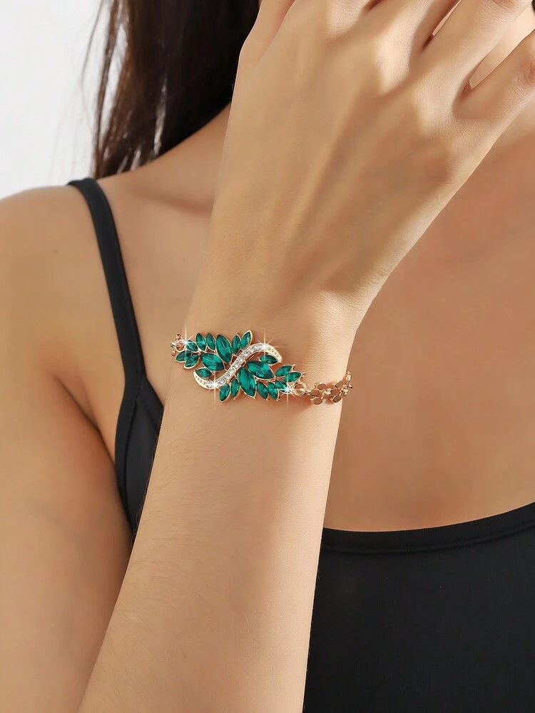 1pc Crystal & Rhinestone Decor S-shaped Bracelet