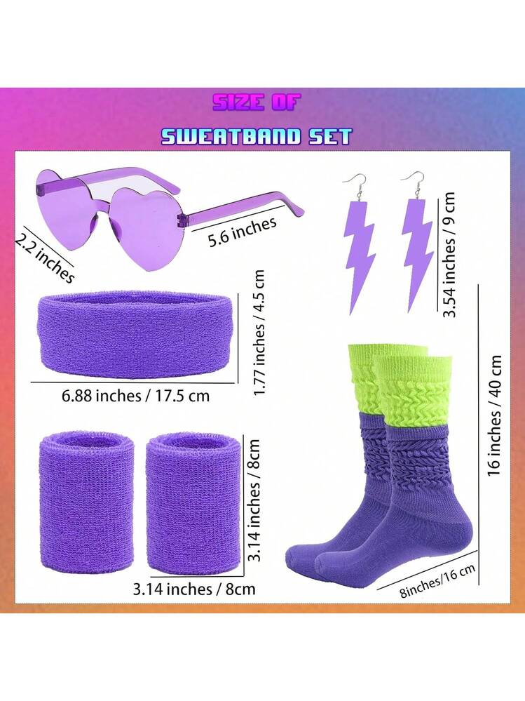 Pack De Accesorios De Los 80 Para Mujer | Riñonera, Diadema, Gafas Y Calentadores De Neón