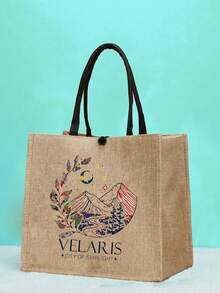 2 件套粗麻布手提包套装，星光之城图案手提包，麦霸手提包，便携式单肩包，大容量手提包顶部提手包购物袋带钱包节日商店礼物送给老师男士礼物圣诞节情人节男士礼物