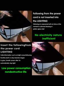 1pc Black Shockproof Dual Layer Armor Design Phone Case With Incoming Call Flash & Voice-Activated Luminous Function, Compatible With IPhone, Samsung Phone - Multicolor - View 6