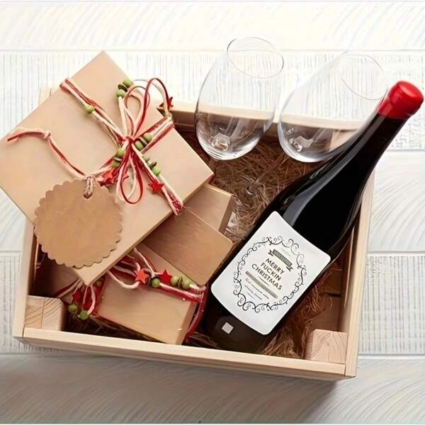 5pcs Funny Christmas Wine Labels For Bottles, Christmas Wine Bottle