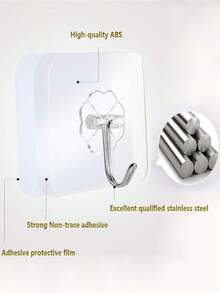 36入組重型自粘掛鉤透明防水&防油牆鉤適用於廚房,浴室,淋浴,戶外家庭裝飾