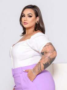 Plus Size Blouses - Apricot - View 5