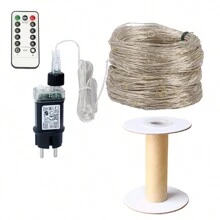 1 个 10m/20m LED 铜线灯串，带遥控器，适用于圣诞树、圣诞节、新年、露台、走廊、花园、派对、婚礼和室内装饰圣诞装饰圣诞礼物感恩节圣诞树装饰饰品圣诞灯卧室装饰家居装饰派对装饰节日房间装饰 - 黃色 - 查看 5