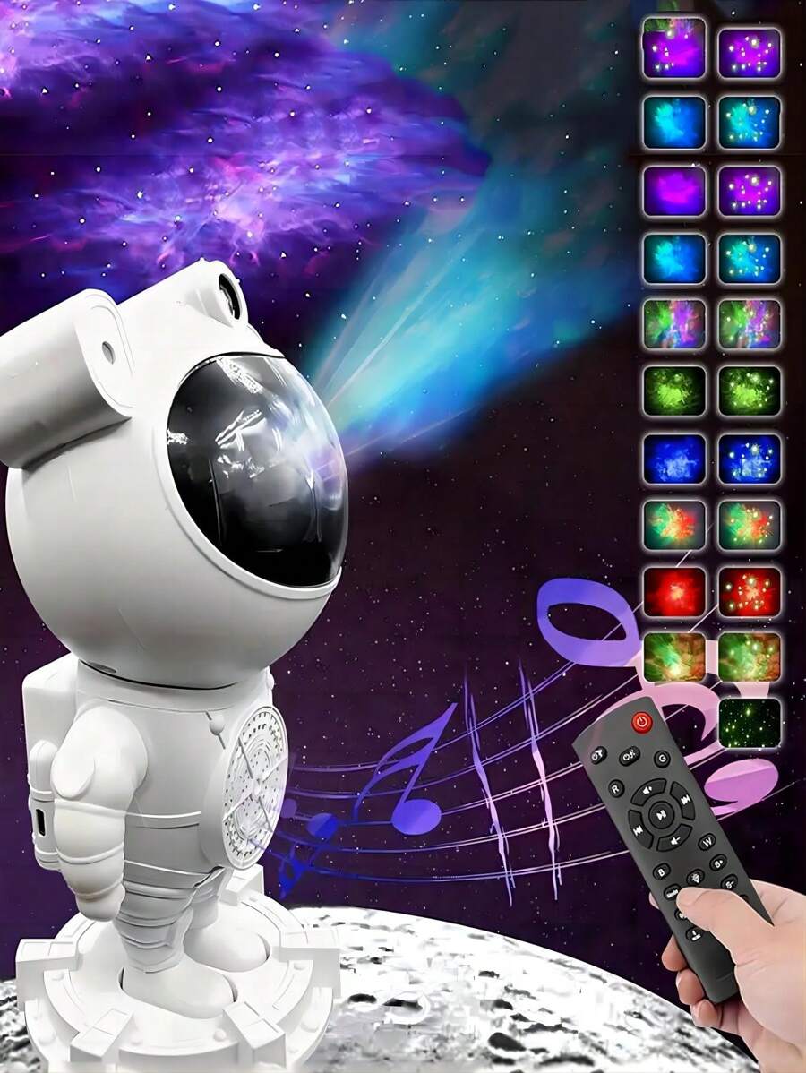 1 件太空人星空投影儀夜燈,usb 燈光投影儀,您可以播放音樂和北極光星空投影儀,給親朋好友送禮物,使用這款宇航員投影儀燈,將您的房間變成充滿星星的銀河!